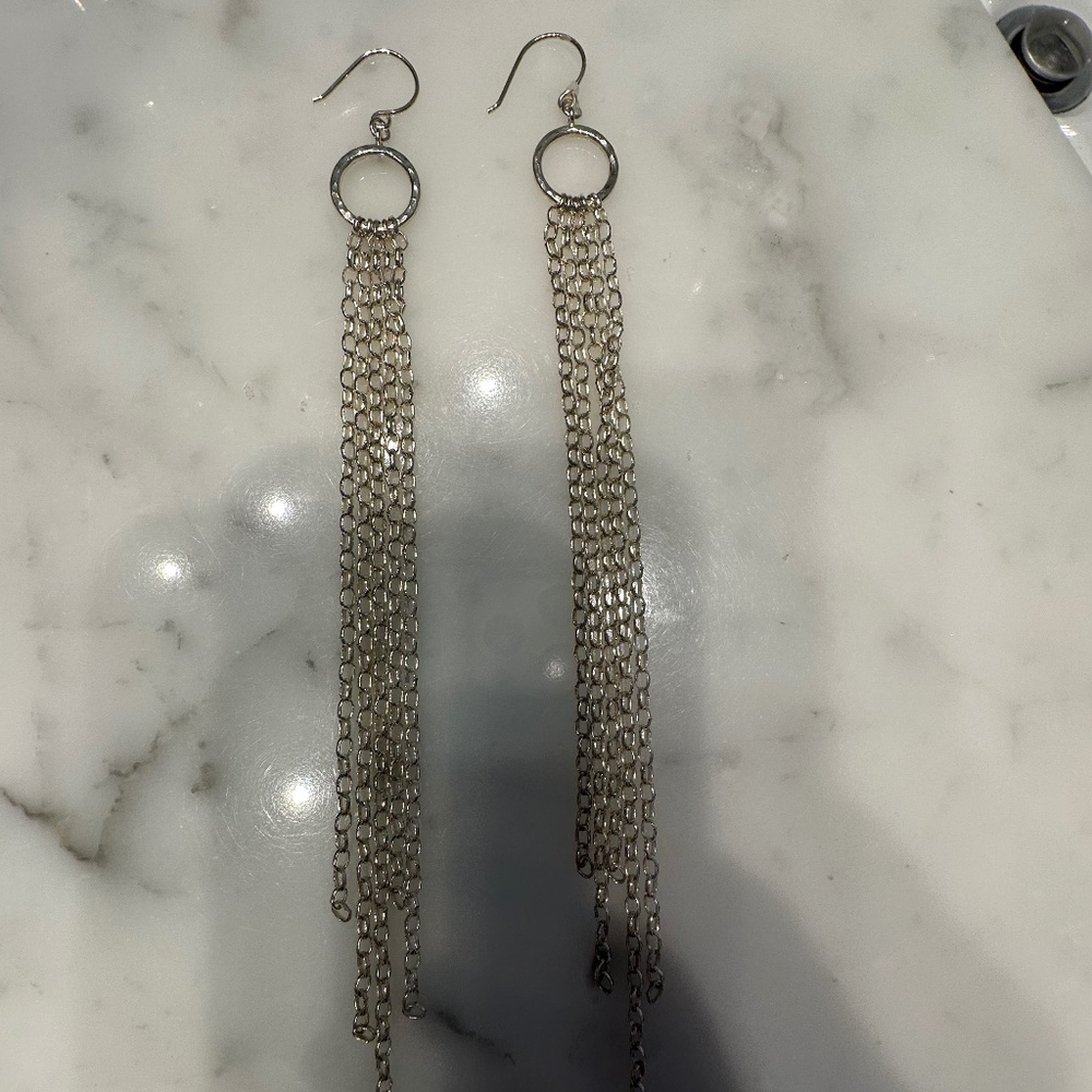 Long Silver Earrings